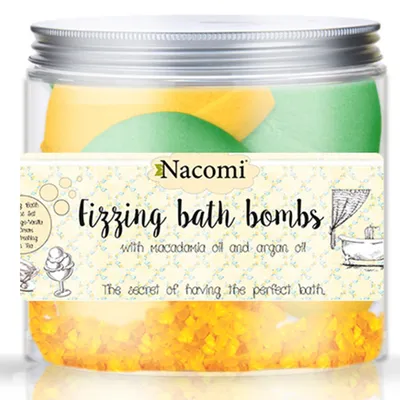 Nacomi Fizzing Bath Bombs Refreshing Green Tea & Orange-vanilla Ice Cream (Zestaw musujących półkul do kąpieli `Zielona herbata i pomarańcza`)