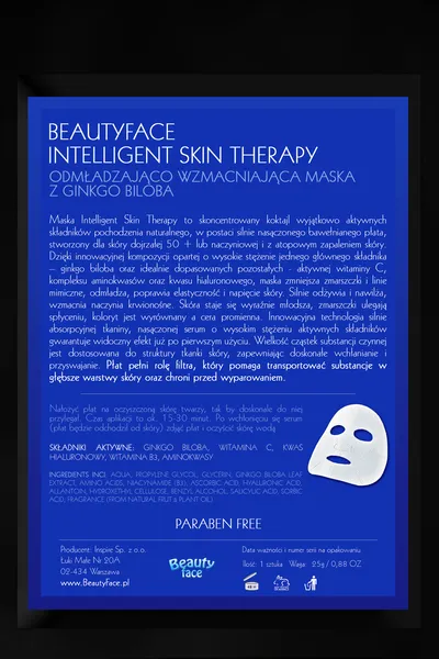 Beauty Face Intelligent Skin Therapy, Odmładzająco-nawilżająca maska z ekstraktem ginkgo biloba