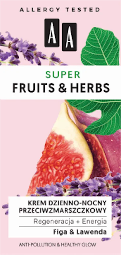 AA Super Fruits & Herbs, Krem dzienno-nocny przeciwzmarszczkowy `Regeneracja + energia`