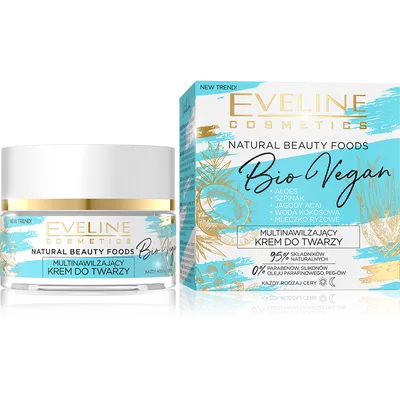 Eveline Cosmetics Natural Beauty Foods Bio Vegan, Multinawilżający krem do twarzy 3 w 1 każdy rodzaj cery
