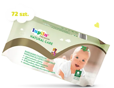 Lupilu Premium Natural Care, Bawełniane chusteczki nawilżane dla dzieci i niemowląt