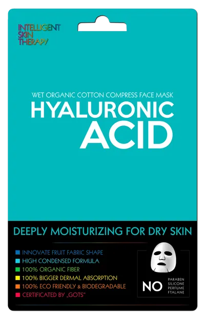 Beauty Face Wet Organic Cotton Compress Face Mask 'Hyaluronic Acid' (Ekspresowa maska w płachcie 'Kwas hialuronowy')