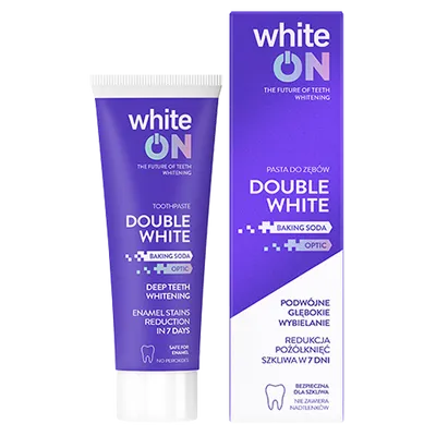 WhiteON Double White Baking Soda Optic, Wybielająca pasta do zębów `Podwójne wybielanie i redukcja pożółknięć szkliwa w 7 dni`