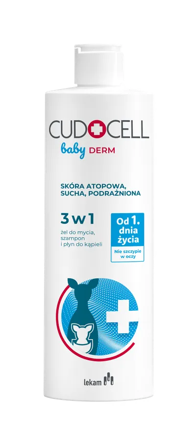 Cudocell Baby Derm, Żel do mycia, szampon i płyn do kąpieli 3w1