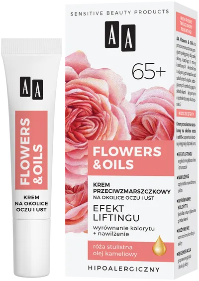 AA Flowers & Oils, Krem przeciwzmarszczkowy na okolice oczu i ust 65+