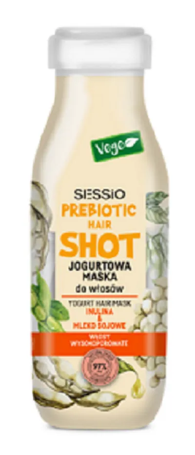 Sessio Prebiotic Hair Shot, Jogurtowa maska do włosów wysokoporowatych z inuliną i mlekiem sojowym