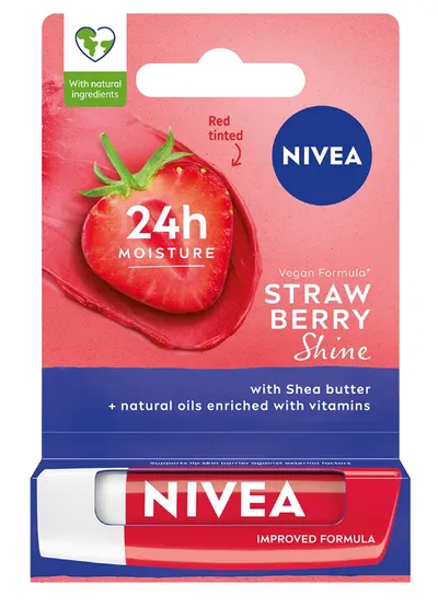 Nivea Nivea 24H Moisture, Strawberry Shine, Lip Balm (Truskawka, Ochronna pomadka do ust)