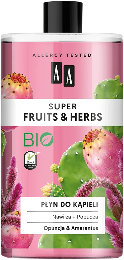 AA Super Fruits & Herbs, Płyn do kąpieli `Opuncja & amarantus`