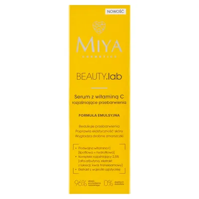 Miya Cosmetics BEAUTY.lab, Serum z witaminą C rozjaśniające przebarwienia (formuła emulsyjna)