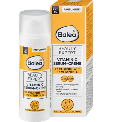 Balea Beauty Expert, Vitamin C Serum-Cream SPF 30 (Serum-krem z filtrem SPF 30)