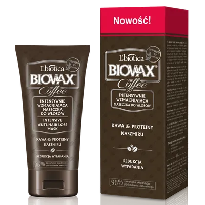 L'biotica Biovax Coffee, Intensywnie wzmacniająca maseczka do włosów