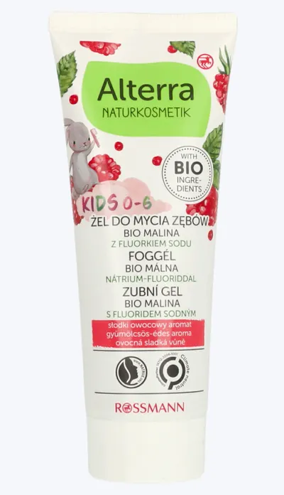 Alterra Kids, Żel do mycia zębów dla dzieci 0-6 lat `Malina Bio`