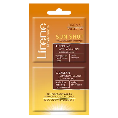 Lirene Dermoprogram Sun Shot, Peeling wygładzający + samoopalacz do ciała