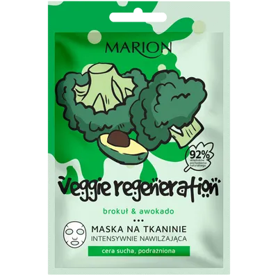 Marion Veggie Regeneration, Maska na tkaninie intensywnie nawilżająca `Brokuł & awokado`