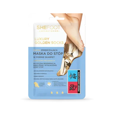 SheFoot Złota zmiękczająca maska do stóp w formie skarpet