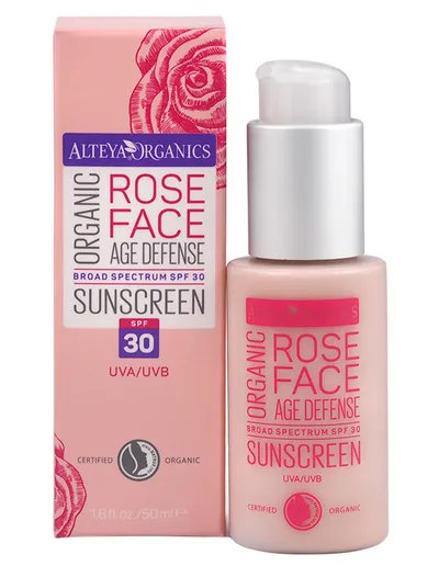 Alteya Organics Organic Rose Face Age Defense Sunscreen SPF 30 (Organiczny mineralny filtr przeciwsłoneczny do twarzy SPF 30)