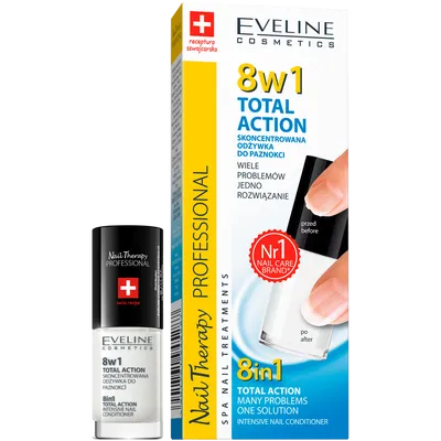 Eveline Cosmetics Nail Therapy Professional Total Action, 8 w 1 skoncentrowana odżywka do paznokci (nowa wersja)