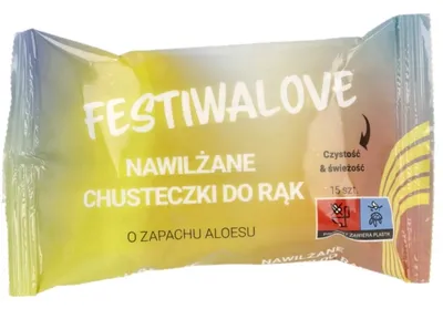 Festiwalove Nawilżane chusteczki do rąk o zapachu aloesu