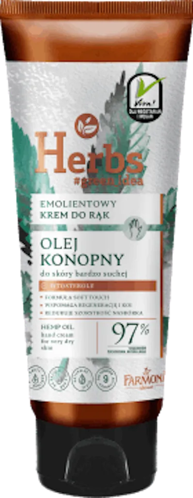 Herbs Green Idea, Emolientowy krem do rąk dla skóry bardzo suchej `Olej konopny`