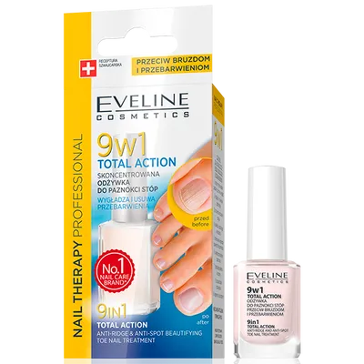 Eveline Cosmetics Nail Therapy Professional, 9 in 1 Total Action, Skoncentrowana odżywka do paznokci stóp