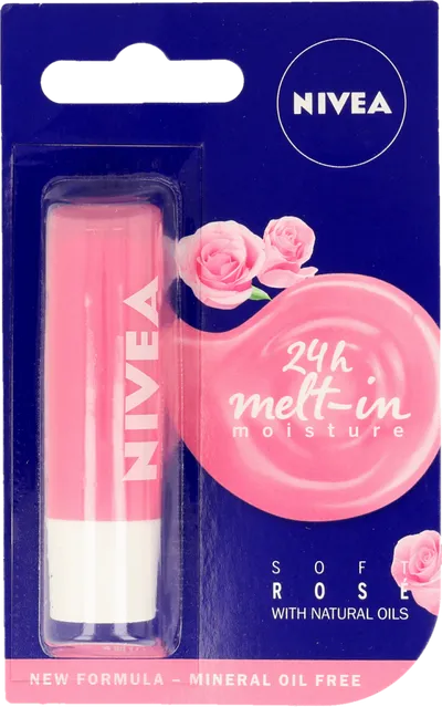 Nivea Soft Rose 24h Melt-in moisture,  Pielęgnująca pomadka do ust