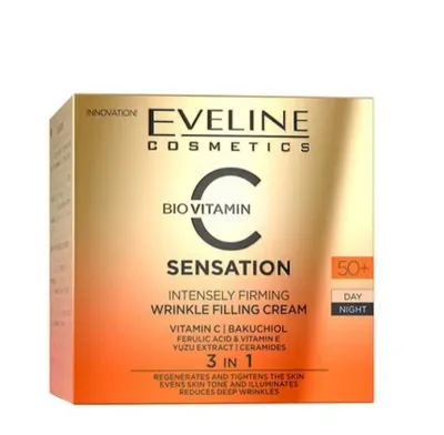 Eveline Cosmetics C Sensation, Intensywnie ujędrniający krem wypełniający zmarszczki 50+