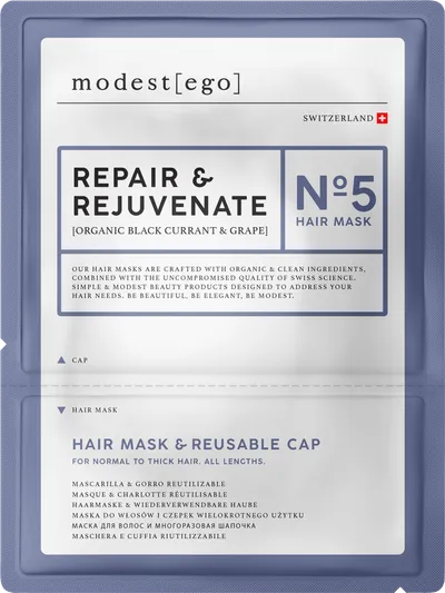 Modest [Ego] Haarmaske Repair & Rejuvenate No 5 (Maska do intensywnej pielęgnacji włosów  z czepkiem  do włosów normalnych i grubych)