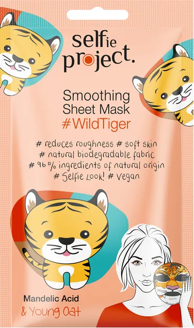 Selfie Project #WildTiger, Smoothing Sheet Mask (Wygładzająca maska na tkaninie)