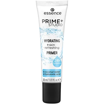 Essence Prime + Studio, Hydrating + Skin Refreshing Primer (Odświeżająco-nawilżająca baza pod makijaż)