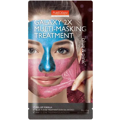 Purederm Galaxy 2x Multi-Masking Treatment Blue & Pink (Maseczka balansująco - uelastyczniająca)