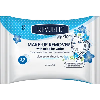 Revuele Make-up Remover Wet Wipes with Micellar Water (Nawilżane chusteczki do demakijażu)