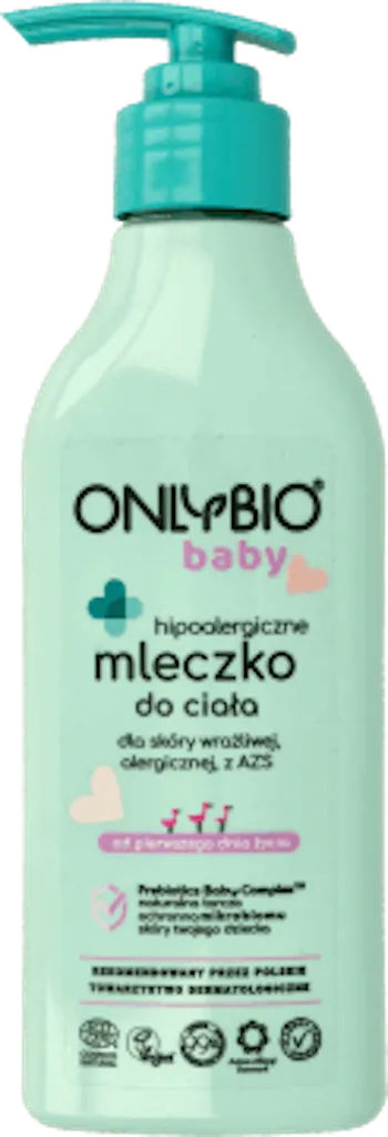 OnlyBio Baby, Hipoalergiczne mleczko do ciała dla skóry wrażliwej, alergicznej, z AZS