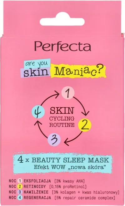 Perfecta Skin Cycling Routine, 4x Beauty Sleep Mask (Efekt WOW nowa skóra, Maska do twarzy)