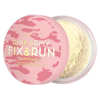 Lovely Pink Army Girl Power! , Fix & Run Transparent Loose Powder (Transparentny sypki puder do twarzy z kolagenem morskim)