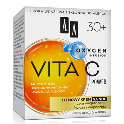 AA Oxygen Infusion, Vita C Power, Tlenowy krem na noc 30+