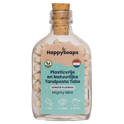 HappySoaps Toothpaste Tablets Mint without  Fluoride (Tabletki pasty do zębów bez fluoru `Mighty Mint`)