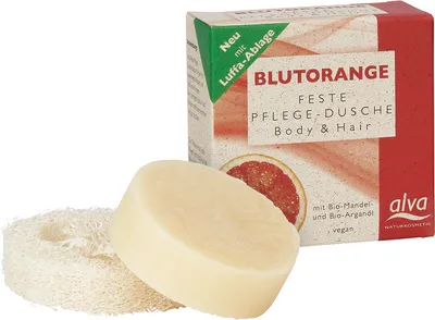 Alva Blutorange Feste Pflege Dusche Body & Hair (Pielęgnujący żel pod prysznic w kostce do ciała i włosów `Pomarańcza`)