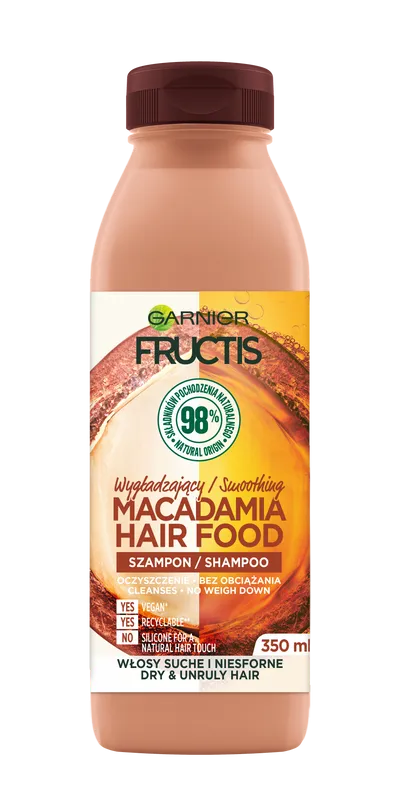 Garnier Fructis, Macadamia Hair Food, Wygładzający szampon do włosów suchych i niesfornych