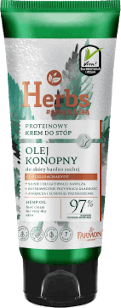 Herbs Green Idea, Proteinowy krem do stóp dla skóry bardzo suchej `Olej konopny`
