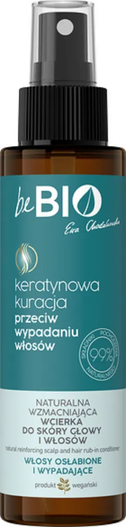 beBIO Keratynowa kuracja przeciw wypadaniu włosów, Naturalna wzmacniająca wcierka do skóry głowy i włosów