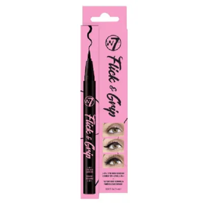 W7 Flick & Grip Eyeliner Pen 2 in 1 (Eyeliner w pisaku z klejem do rzęs 2 w 1)