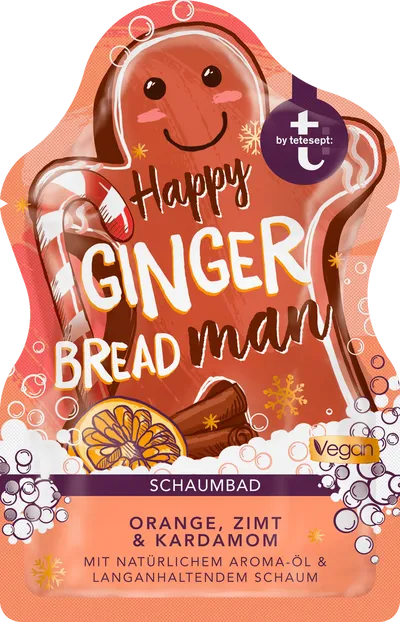 Tetesept Happy Ginger Bread Man Schaumbad (Płyn do kąpieli o zapachu pomarańczy, cynamonu i kardamonu)