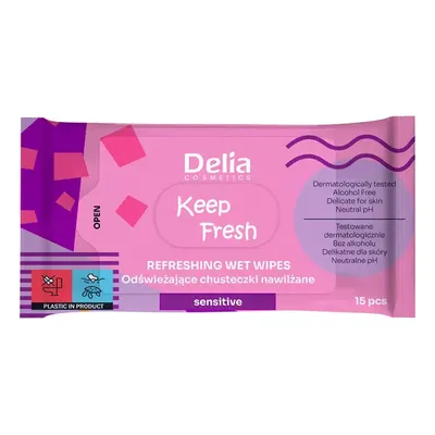 Delia Keep Fresh, Refreshing Wet Wipes Sensitive (Odświeżające chusteczki nawilżane)