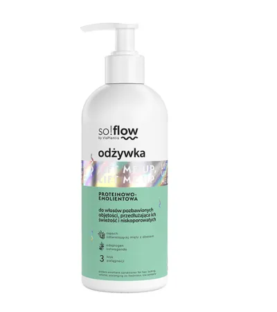 so!flow Odżywka proteinowo-emolientowa do włosów pozbawionych objętości, przedłużająca ich świeżość i niskoporowatych `Lift Me Up`