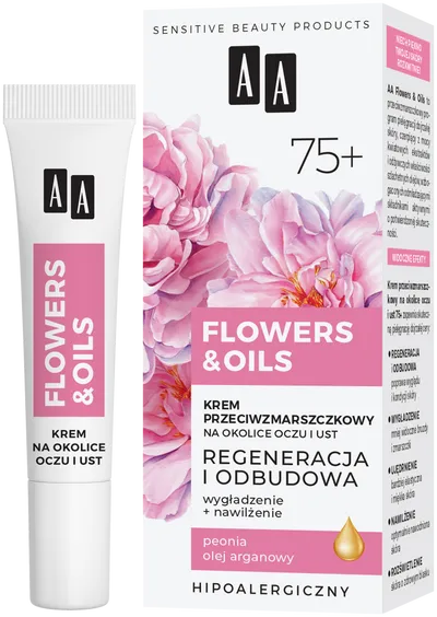 AA Flowers & Oils, Krem przeciwzmarszczkowy na okolice oczu i ust 75+