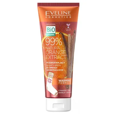 Eveline Cosmetics 99% Natural Orange Extract, Rozgrzewający krem do zimnych i suchych stóp