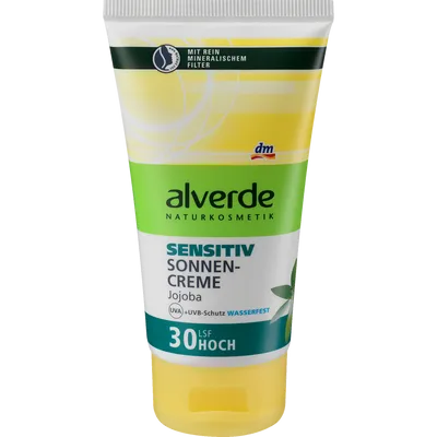 Alverde Sensitiv Sonnencreme Jojoba LSF 30 (Łagodny krem przeciwsłoneczny jojoba z filtrem LSF 30 - wysoka ochrona)