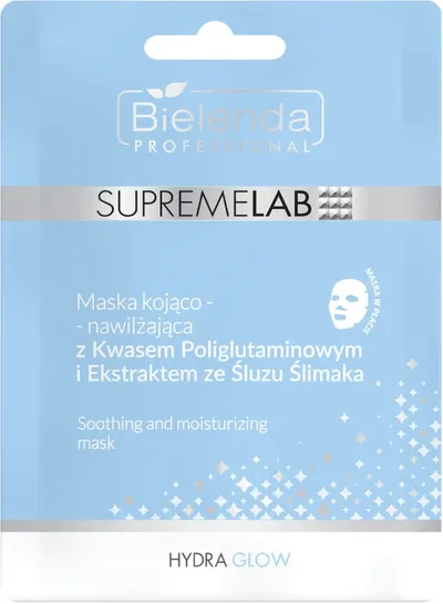 Bielenda Professional SUPREMELAB Hydra Glow, Maska kojąco-nawilżająca z kwasem poliglutaminowym i ekstraktem ze śluzu ślimaka