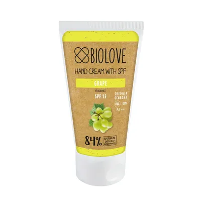Biolove Grape, Hand Cream with SPF 15 (Krem do rąk o zapachu winogrona SPF 15)