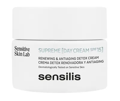 Sensilis Supreme, Renewing & Antiaging Detox Day Cream SPF 15 (Odmładzający krem do twarzy na dzień)